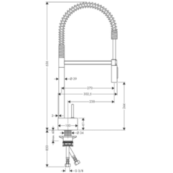 Dřezová baterie Hansgrohe Axor Starck s vytahovací sprškou, 2 proudy chrom 10820000
