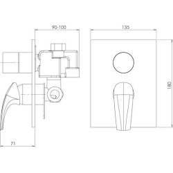 Sprchová a vanová baterie Novaservis Metalia 57 včetně podomítkového tělesa chrom 57050R.0