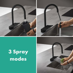 Dřezová baterie Hansgrohe Aquno s vytahovací sprškou černý mat 73831670