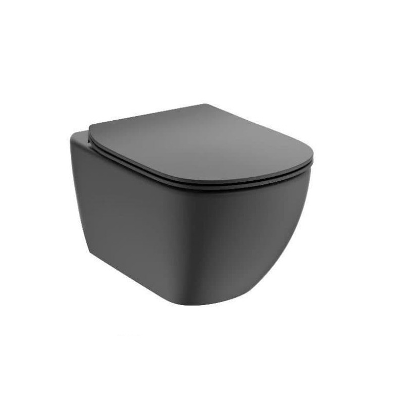 Wc závěsné Ideal Standard Tesi černá mat zadní odpad T3546V3