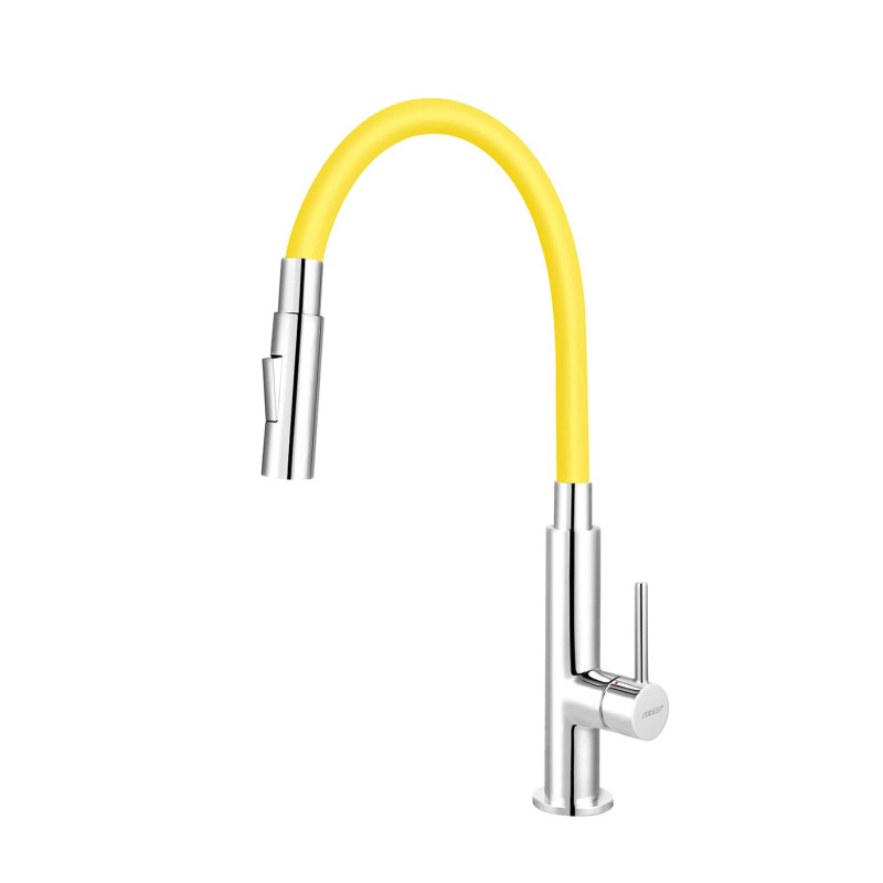 Dřezová baterie Novaservis se silikonovým ramínkem, 2 proudy žlutá/chrom 70730,0ZL