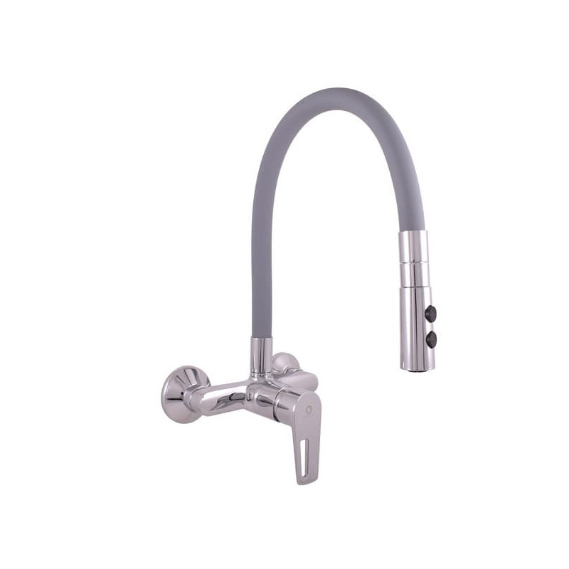 Dřezová baterie RAV SLEZÁK Colorado se silikonovým ramínkem 150 mm šedá/chrom CO202.5/12