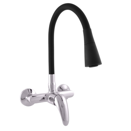 Dřezová baterie RAV SLEZÁK Sázava se silikonovým ramínkem 100 mm černá matná/chrom SA502.0/13