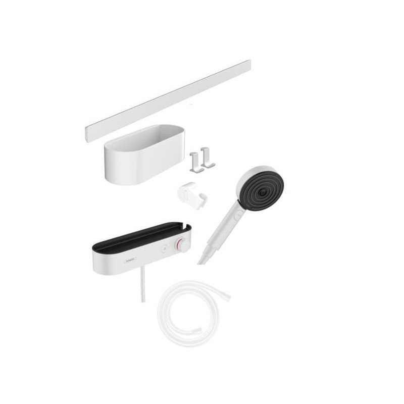 Sprchový systém Hansgrohe WallStoris na stěnu s termostatickou baterií matná bílá 24250700