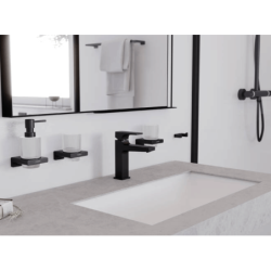 Dávkovač mýdla Hansgrohe AddStoris s držákem matná černá 41745670
