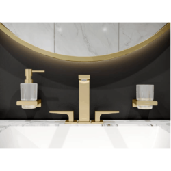 Dávkovač mýdla Hansgrohe AddStoris s držákem leštěný vzhled zlata 41745990