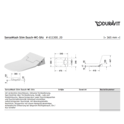 Bidetové sedátko Duravit Sensowash plast 611300002304300