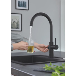 Dřezová baterie GROHE Red Duo s výpustí velvet black 30083KS1