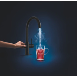 Dřezová baterie GROHE Red Duo s výpustí velvet black 30083KS1