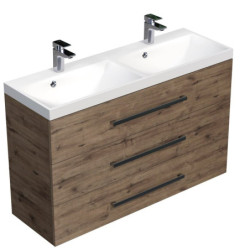 Koupelnová skříňka s dvojumyvadlem SAT Cube Way 120x76,5x40 cm dub wellington CUBE21203DW