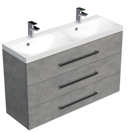Koupelnová skříňka s dvojumyvadlem SAT Cube Way 120x76,5x40 cm beton CUBE21203BE