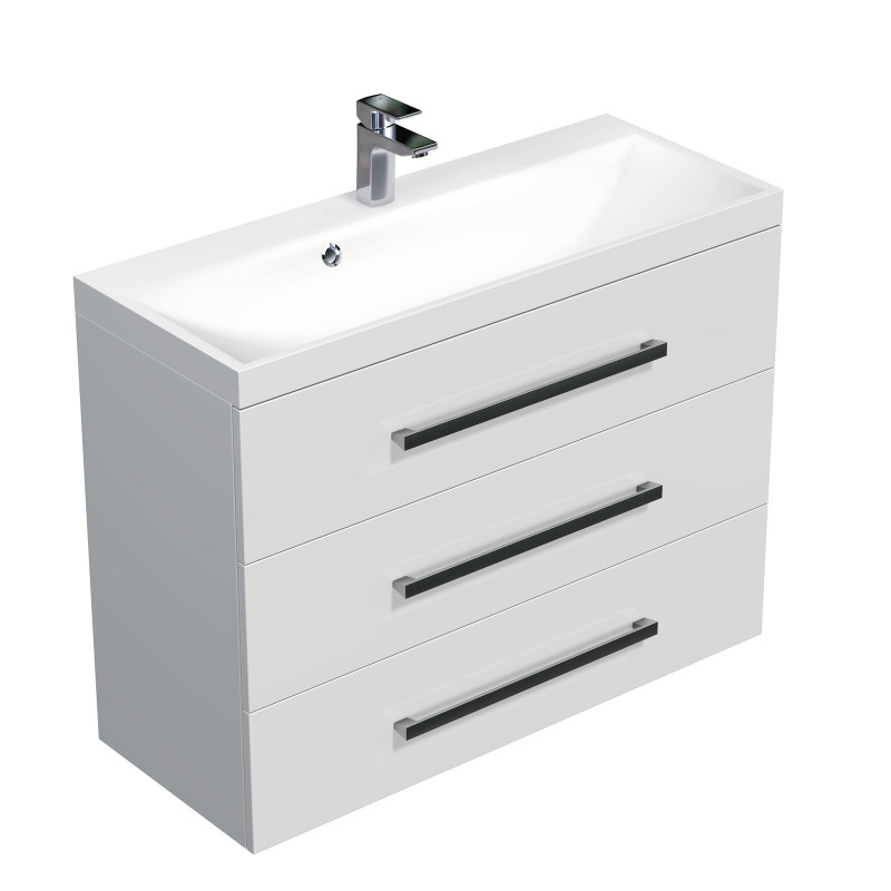 Koupelnová skříňka s umyvadlem SAT Cube Way 100x76,5x40 cm bílá lesk CUBE21003BL