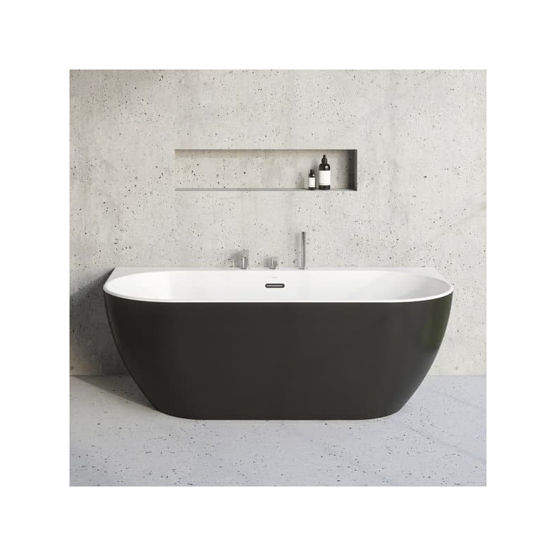 Volně stojící vana ke stěně Ravak Freedom W Černá 166x80 cm akrylát XC00100027