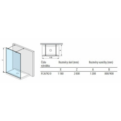 Sprchová zástěna walk-in 120 cm Jika Pure H2674200026681