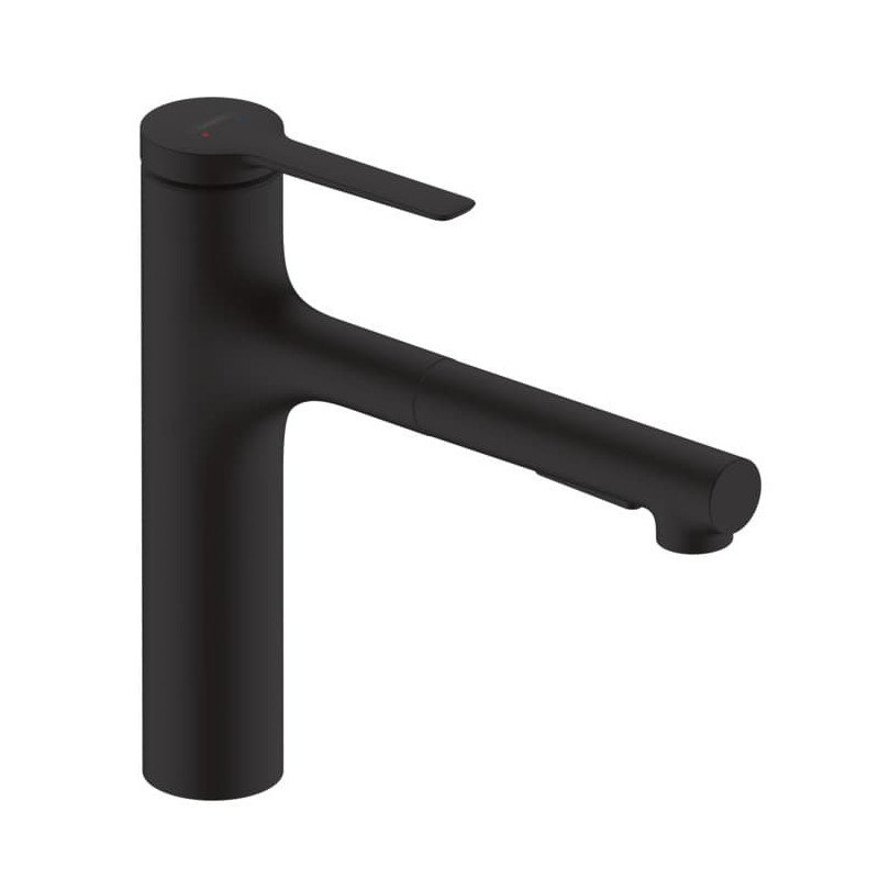 Dřezová baterie Hansgrohe Zesis s vytahovací sprškou, 2 proudy černý mat 74801670