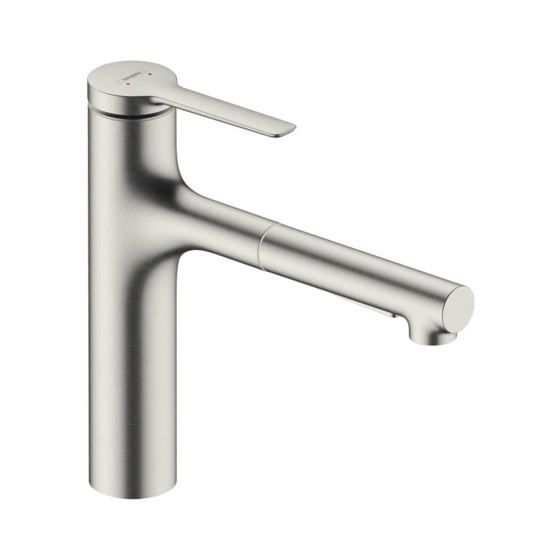 Dřezová baterie Hansgrohe Zesis s vytahovací sprškou, 2 proudy nerez 74801800