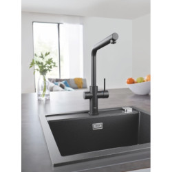 Dřezová baterie GROHE Blue Home s výpustí velvet black 31454KS1