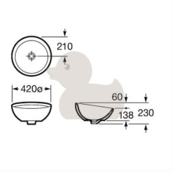 Umyvadlo na desku Roca Bol 42x42 cm bez otvoru pro baterii A327876000