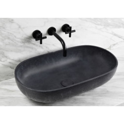 Umyvadlo na desku SAT Cemento 65x35 cm antracit bez přepadu CEM6535A