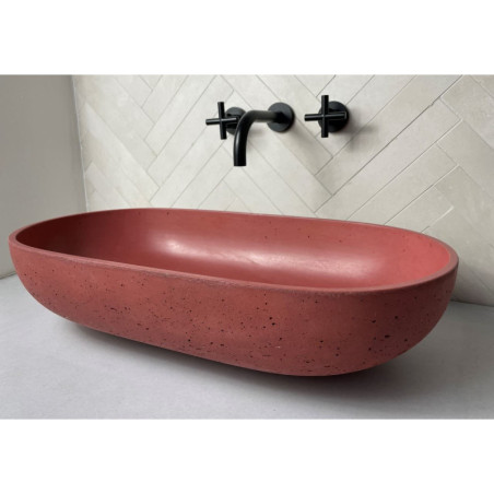 Umyvadlo na desku SAT Cemento 65x35 cm terakota bez přepadu CEM6535T