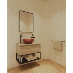 Umyvadlo na desku SAT Cemento 42x42 cm terakota bez přepadu CEM4242T