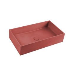 Umyvadlo na desku SAT Cemento 64x37 cm terakota bez přepadu CEM6437T