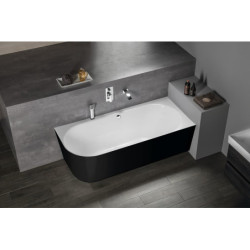 Asymetrická vana Polysan SUSSI R 70x160 cm litý mramor pravá černá 80219R