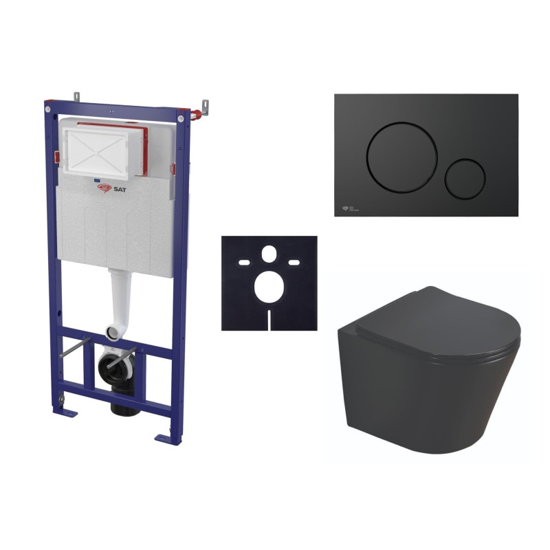 Cenově zvýhodněný závěsný WC set SAT do lehkých stěn / předstěnová montáž+ WC SAT Infinitio SIKOSSINB68K