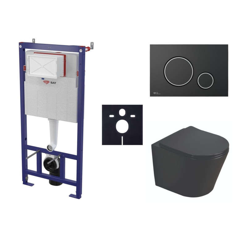 Cenově zvýhodněný závěsný WC set SAT do lehkých stěn / předstěnová montáž+ WC SAT Infinitio SIKOSSINB78K