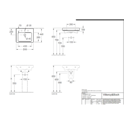 Umyvadlo Villeroy & Boch Subway 2.0 55x44 cm otvor pro baterii uprostřed 71135501