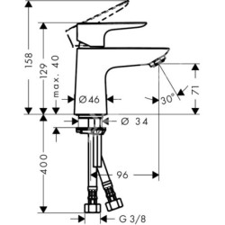 Umyvadlová baterie Hansgrohe Talis E bez výpusti chrom 71702000