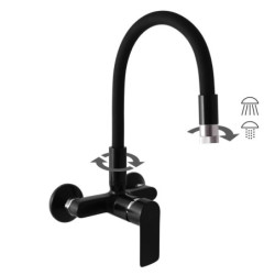 Dřezová baterie RAV SLEZÁK Colorado se silikonovým ramínkem 150 mm černá/chrom CO102.5/11CMATC