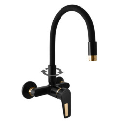 Dřezová baterie RAV SLEZÁK Colorado se silikonovým ramínkem 150 mm černá/zlatá CO302.5/10CMATZ