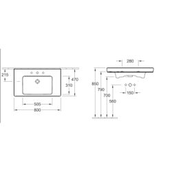 Umyvadlo Villeroy & Boch Subway 2.0 80x47 cm otvor pro baterii uprostřed 71758001