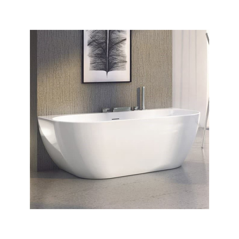 Volně stojící vana ke stěně Ravak Freedom W 166x80 cm, krytka přepadu a odtoku černá XC00100033