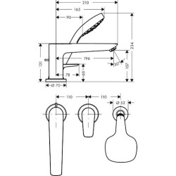 Vanová baterie Hansgrohe Talis E bez podomítkového tělesa chrom 71731000