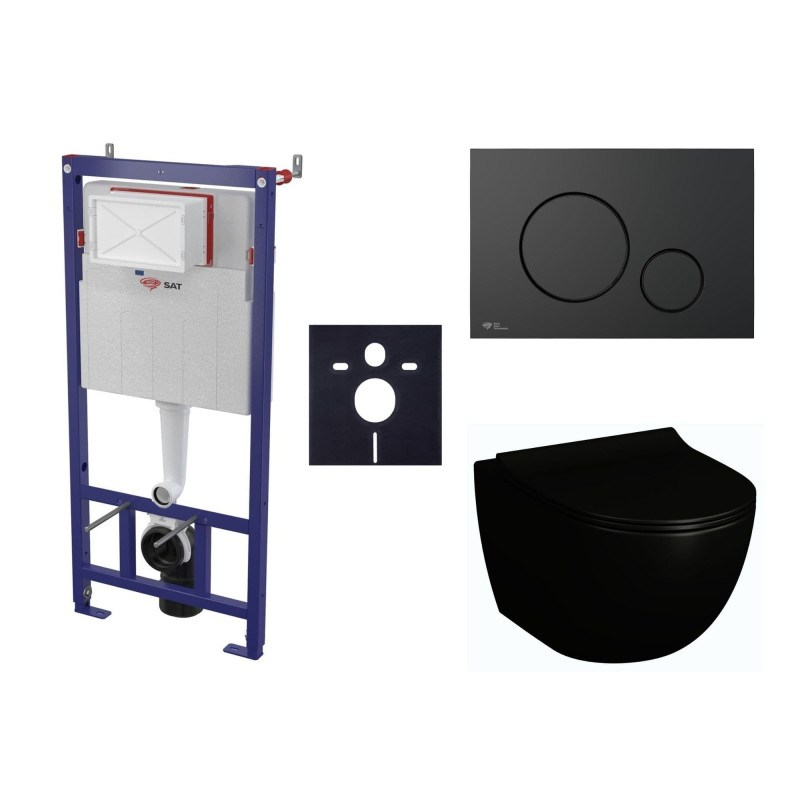Cenově zvýhodněný závěsný WC set SAT do lehkých stěn / předstěnová montáž+ WC VitrA Sento SIKOSSSENBL68K