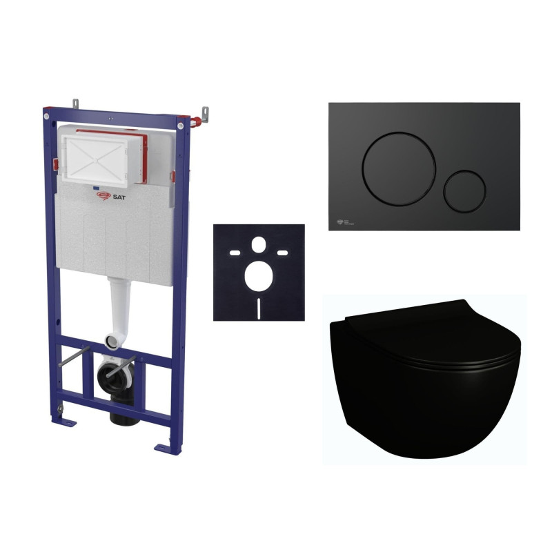 Cenově zvýhodněný závěsný WC set SAT do lehkých stěn / předstěnová montáž+ WC SAT Infinitio SIKOSSINFB68K