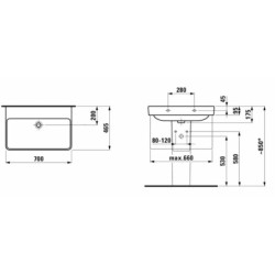 Umyvadlo Laufen Pro S 70x46,5 cm bez otvoru pro baterii H8109674001091