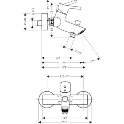 Vanová baterie Hansgrohe Talis S bez sprchového setu 150 mm chrom 72400000