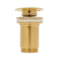 Výpust umyvadlová Alca CLICK/CLACK 5/4" celokovová s přepadem, velká zátka zlatá matná A392-G-B