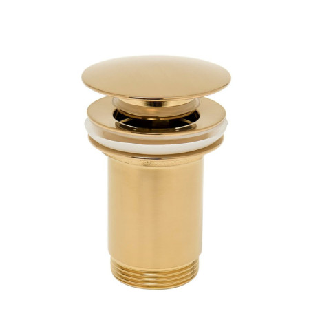 Výpust umyvadlová Alca CLICK/CLACK 5/4" celokovová s přepadem, velká zátka zlatá matná A392-G-B