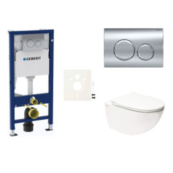 Cenově zvýhodněný závěsný WC set Geberit do lehkých stěn / předstěnová montáž+ WC SAT Infinitio SIKOGESINFD20