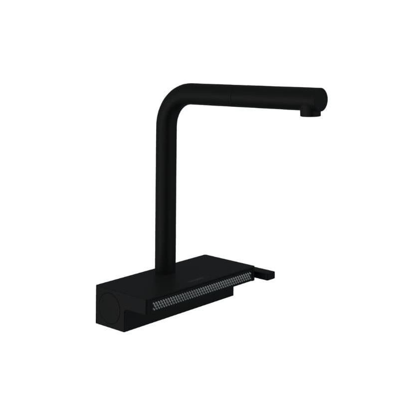 Dřezová baterie Hansgrohe Aquno s vytahovací sprškou, 2 proudy černý mat 73836670