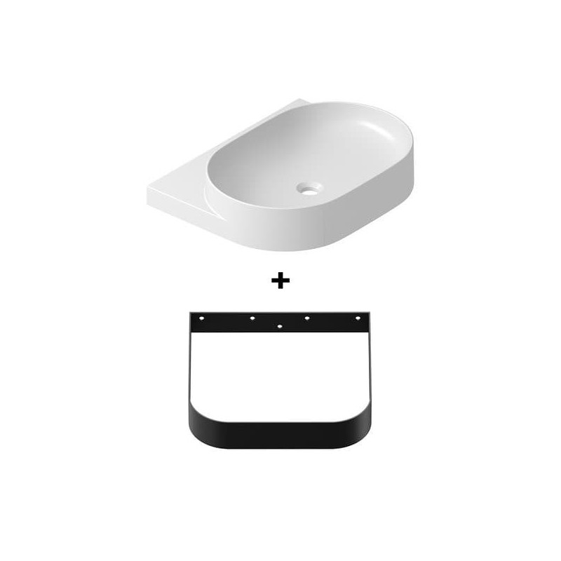 Umyvadlo Ravak Yard 60,5x12,5x50 cm s černou konzolí X000001533