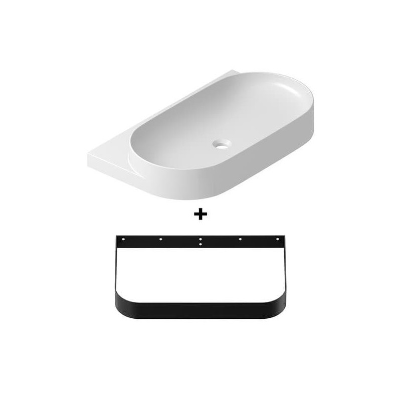 Umyvadlo Ravak Yard 80,5x12,5x50 cm s černou konzolí X000001536