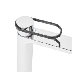 Vysoká umyvadlová baterie SAT Fusion bez výpusti páka kulatá černá SATBSFU285KPC