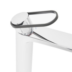 Vysoká umyvadlová baterie SAT Fusion bez výpusti páka kulatá černá SATBSFU285KPC