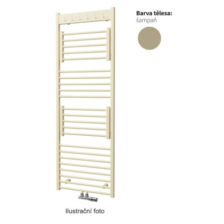 Radiátor ISAN Flexi s háčky 173,5x60 cm šampaň středové připojení DFLH17350600CHAS