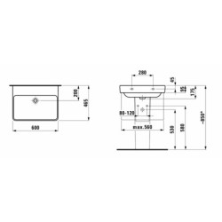 Umyvadlo Laufen Pro S 60x46,5 cm bez otvoru pro baterii H8109634001091